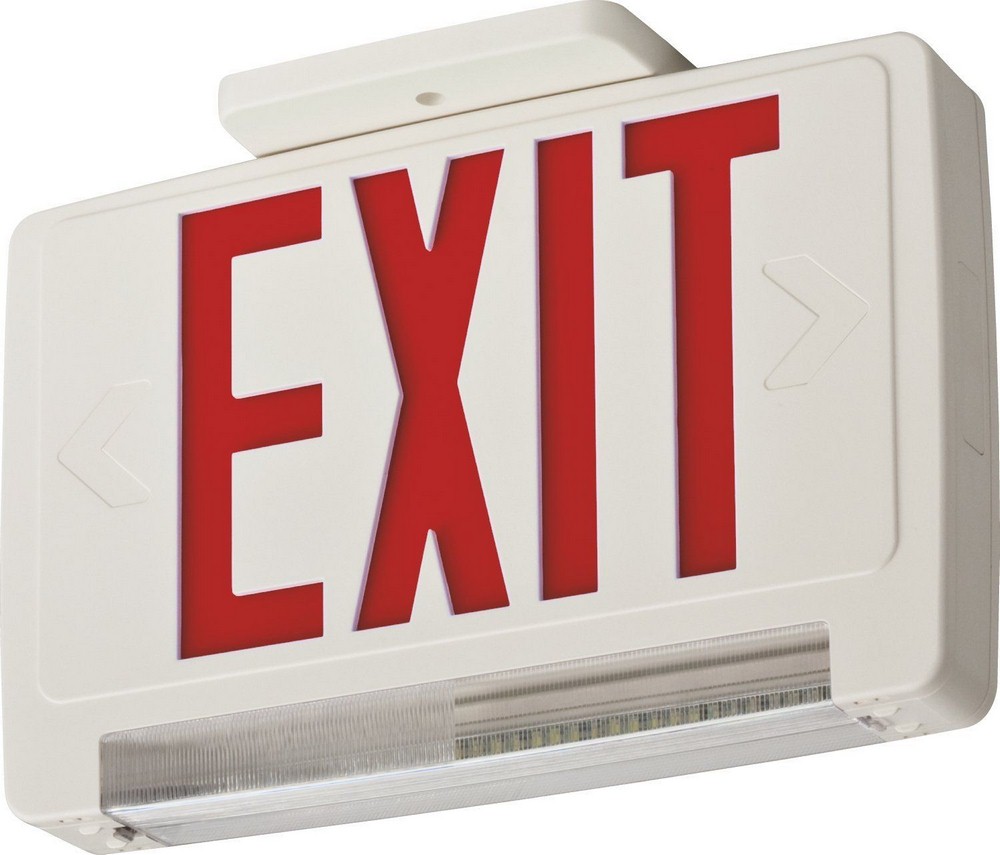 Lithonia Lighting-ECBR LED M6-12.63 Inch 1.5W 1 LED Exit Sign with Emergency Light Bar   Matte White/Red Finish